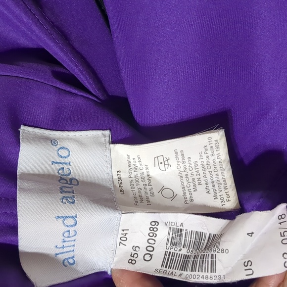 Alfred Angelo strapless formal purple maxi dress women size 4 - Picture 4 of 7